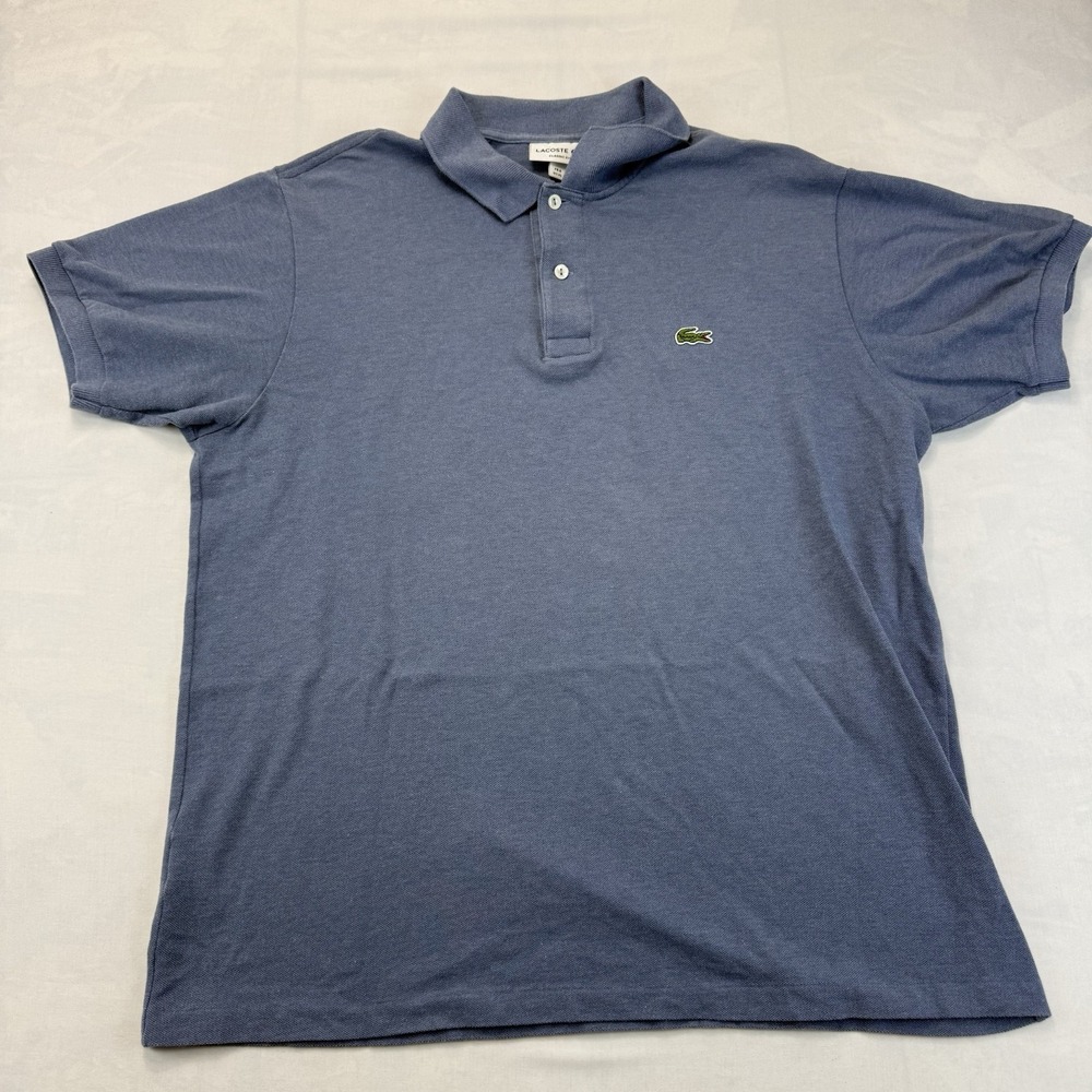 Lacoste Polo Shirt Mens XL Blue Crocodile Logo Classic Fit Short Sleeve Popover